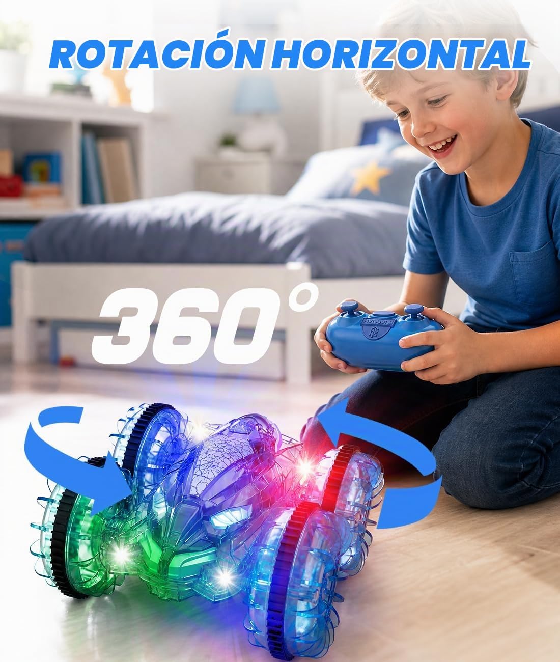 Coche de control remoto anfibio para niños de 4 a 10 años, coches RC de
