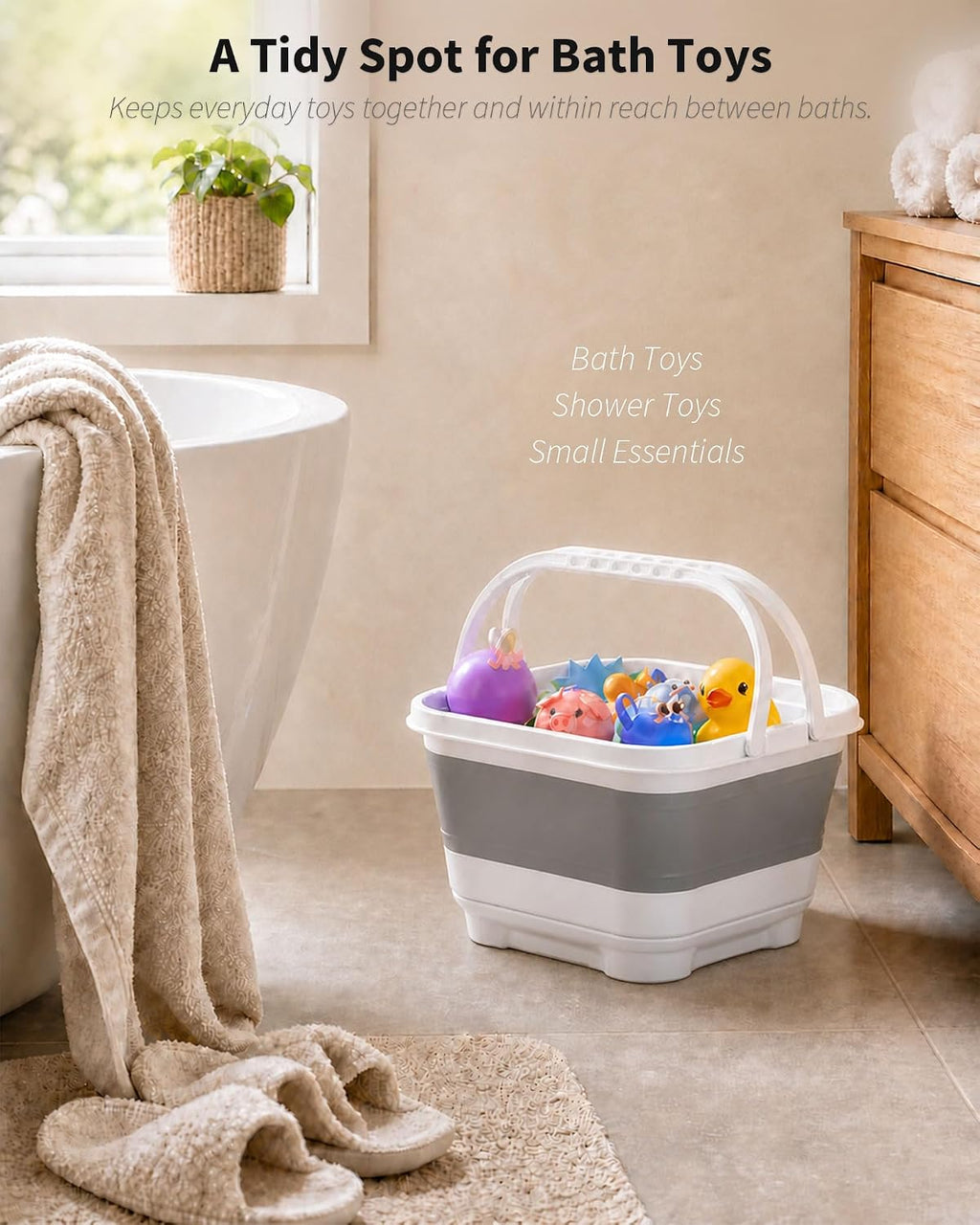 Organizador plegable de almacenamiento de juguetes de baño, base