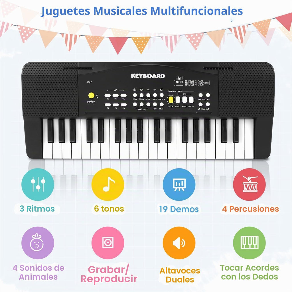37 teclas para niños pequeños, teclado de piano eléctrico, pianos con micrófono