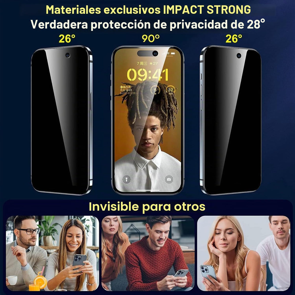 ImpactStrong Protector de pantalla de privacidad antiespía para iPhone 17 (6.3 pulgadas), vidrio templado 9H, resistente a roturas, antiarañazos, kit de fácil instalación, compatible con fundas, paquete de 2