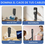 Extensor de toma de corriente eléctrica: cuenta con USB-A, USB-C y 2 salidas de CA, se extiende de 22 a 34 pulgadas, gira tomas de acceso de 180° de difícil acceso, enchufe de pared, mesitas de noche