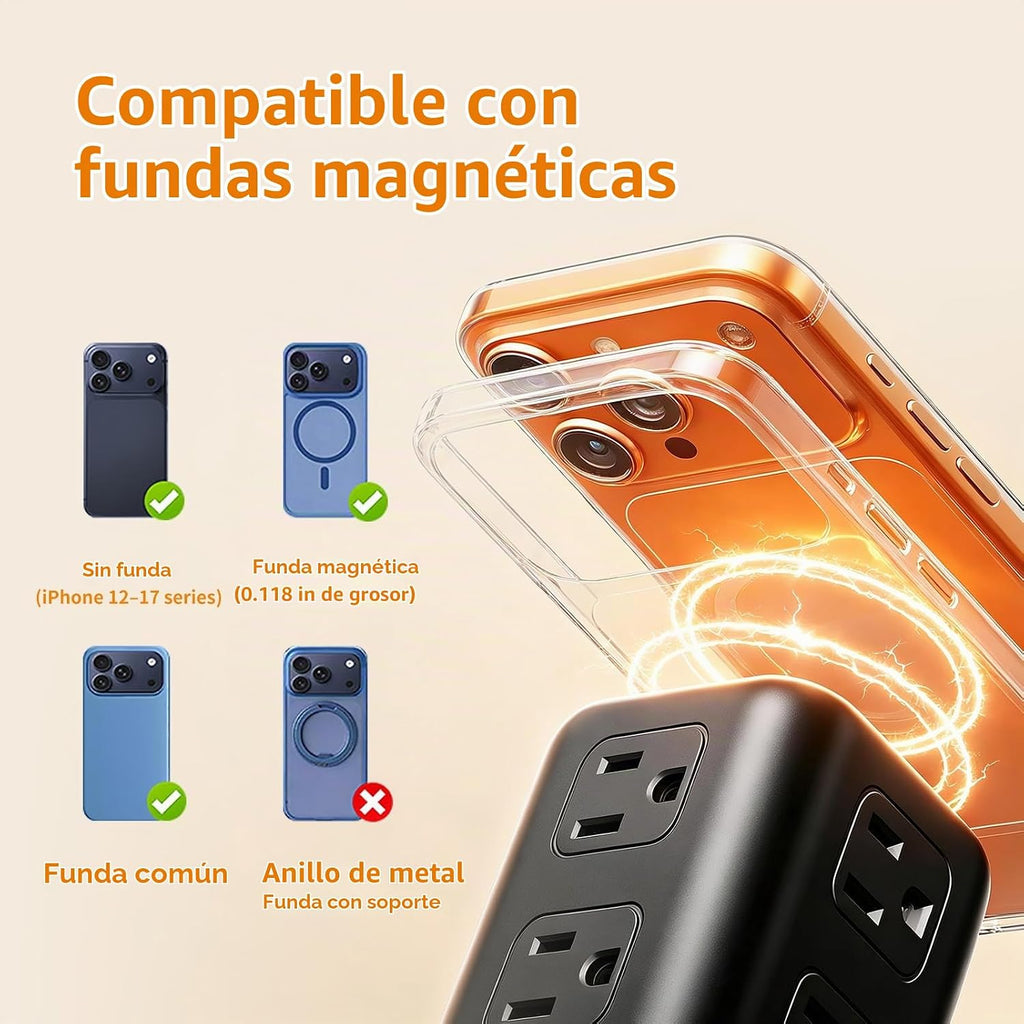 SMALLRT - Cable de extensión con múltiples tomas, torre de regleta de alimentación con protector de sobretensiones, extensor de salida con 12 salidas de CA, 4 USB, cable de extensión de 6.5 pies para