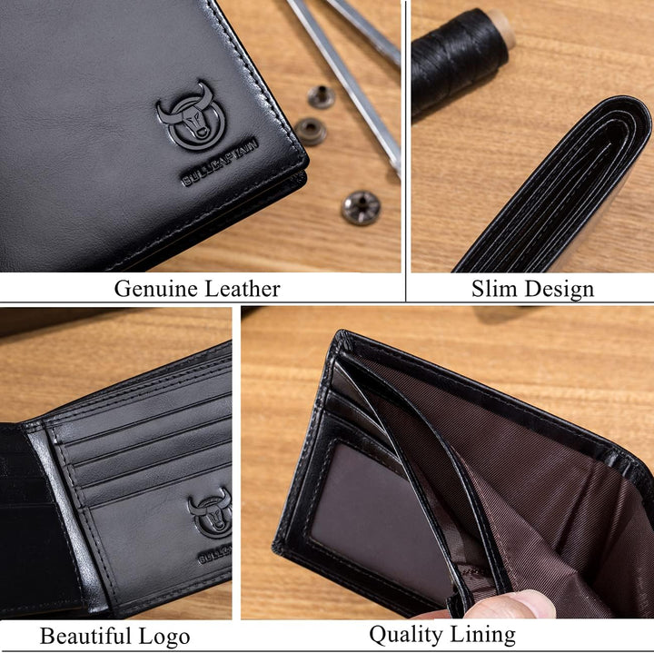 BULLCAPTAIN Carteras RFID para hombres, billetera delgada plegable...