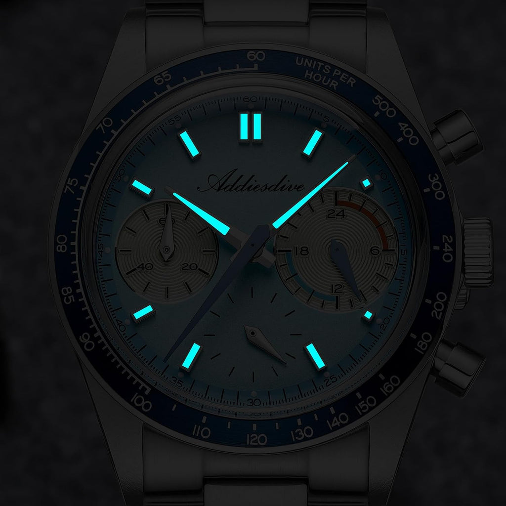 ADDIESDIVE Racing Chronograph Relojes para Hombre 3 Sub-diales 100M a Prueba de Agua