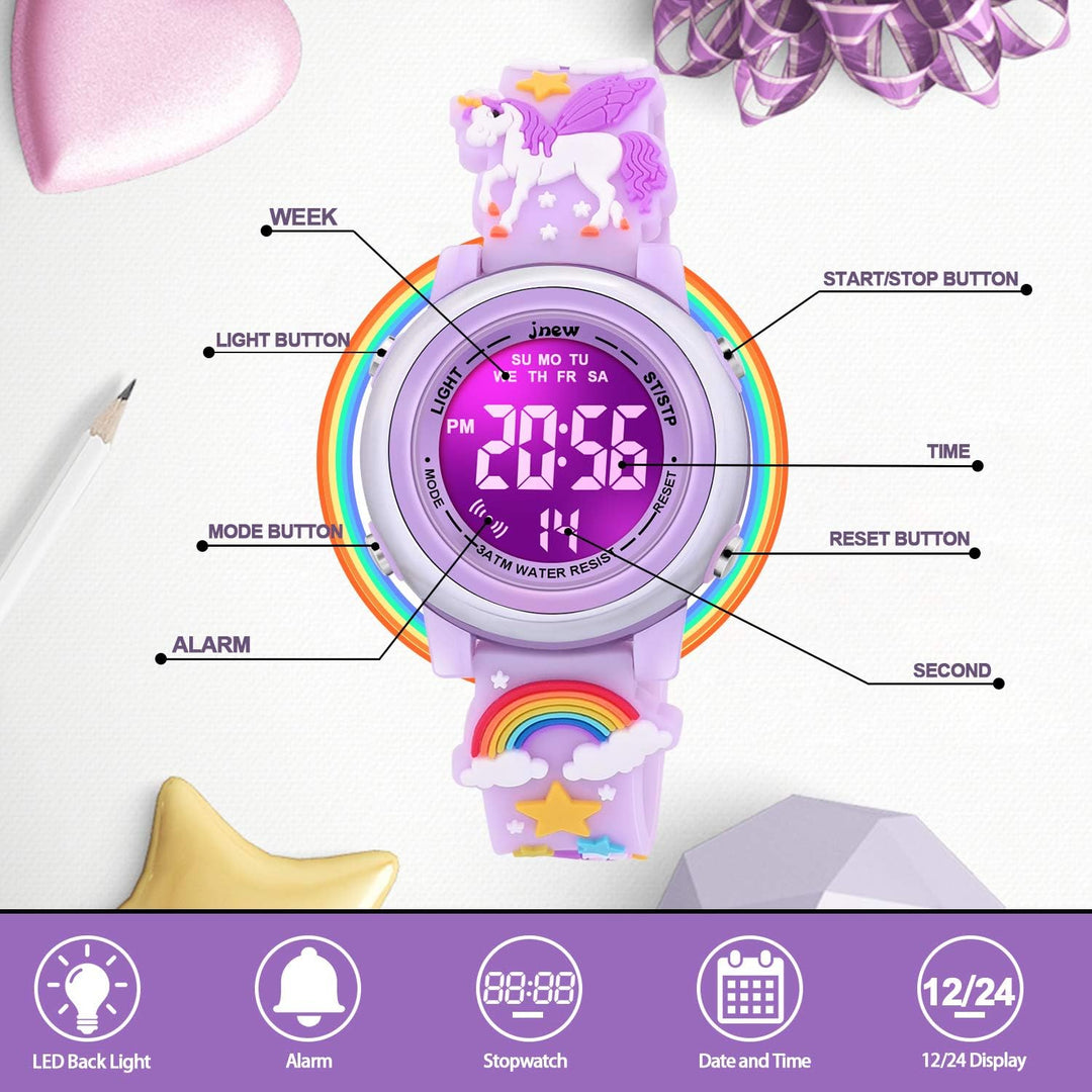 VAPCUFF Relojes impermeables 3D de dibujos animados para niñas con...