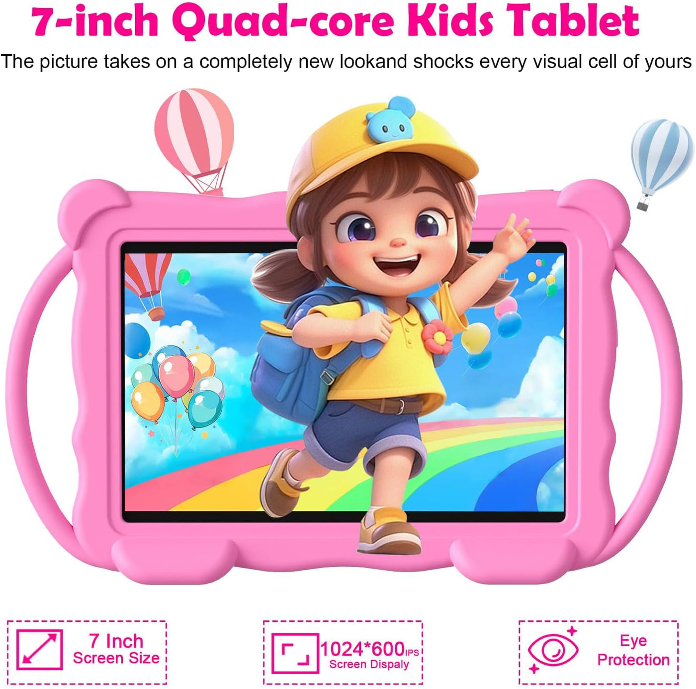 Nyxolaria Tableta infantil de 7 pulgadas para niños, tableta de apr...