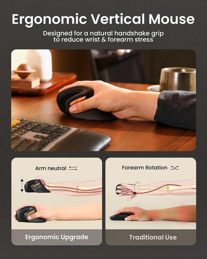 ProtoArc Ratón ergonómico, EM11 NL Bluetooth recargable inalámbrico...