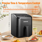 DEIME Freidora de aire, pequeña freidora digital de 3 cuartos de galón, compacta, para hornear, recalentar, asar para comidas rápidas y fáciles, mini cesta compacta y silenciosa, antiadherente y apta para lavavajillas (negro)