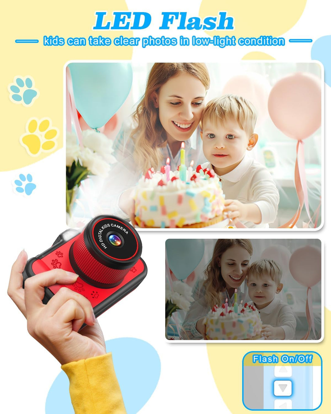 Cámara para niños de 35 pulgadas pantalla grande de 48 MP