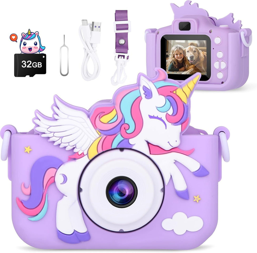 Cámara infantil de unicornio para niñas, cámara digital para niños...