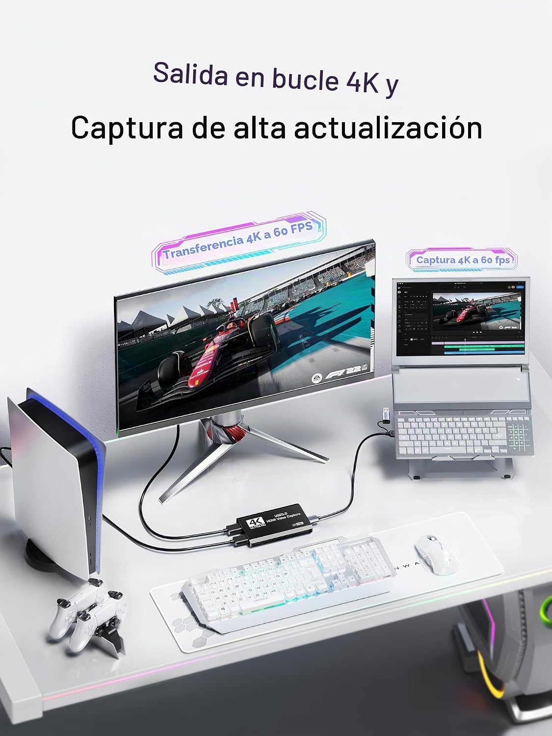 Tarjeta de captura HDMI USB 3.0, captura 4K60FPS con paso a través