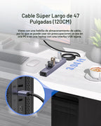 FORIDA, hub USB 8 de 7 puertos, con puerto de carga inteligente, adaptador 5V/3A