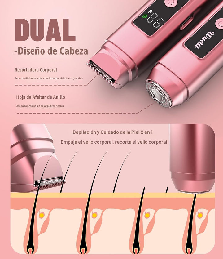 Recortadora de bikini eléctrica de doble cabezal para mujer: afeita...