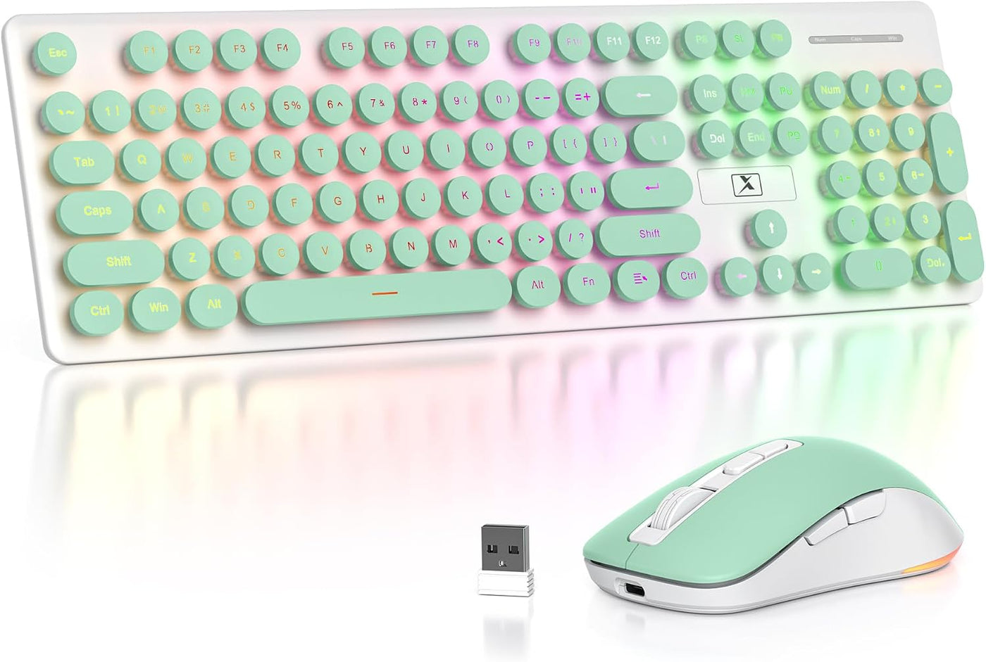 Vumilstek Teclado y mouse inalámbricos retroiluminados, máquina de...