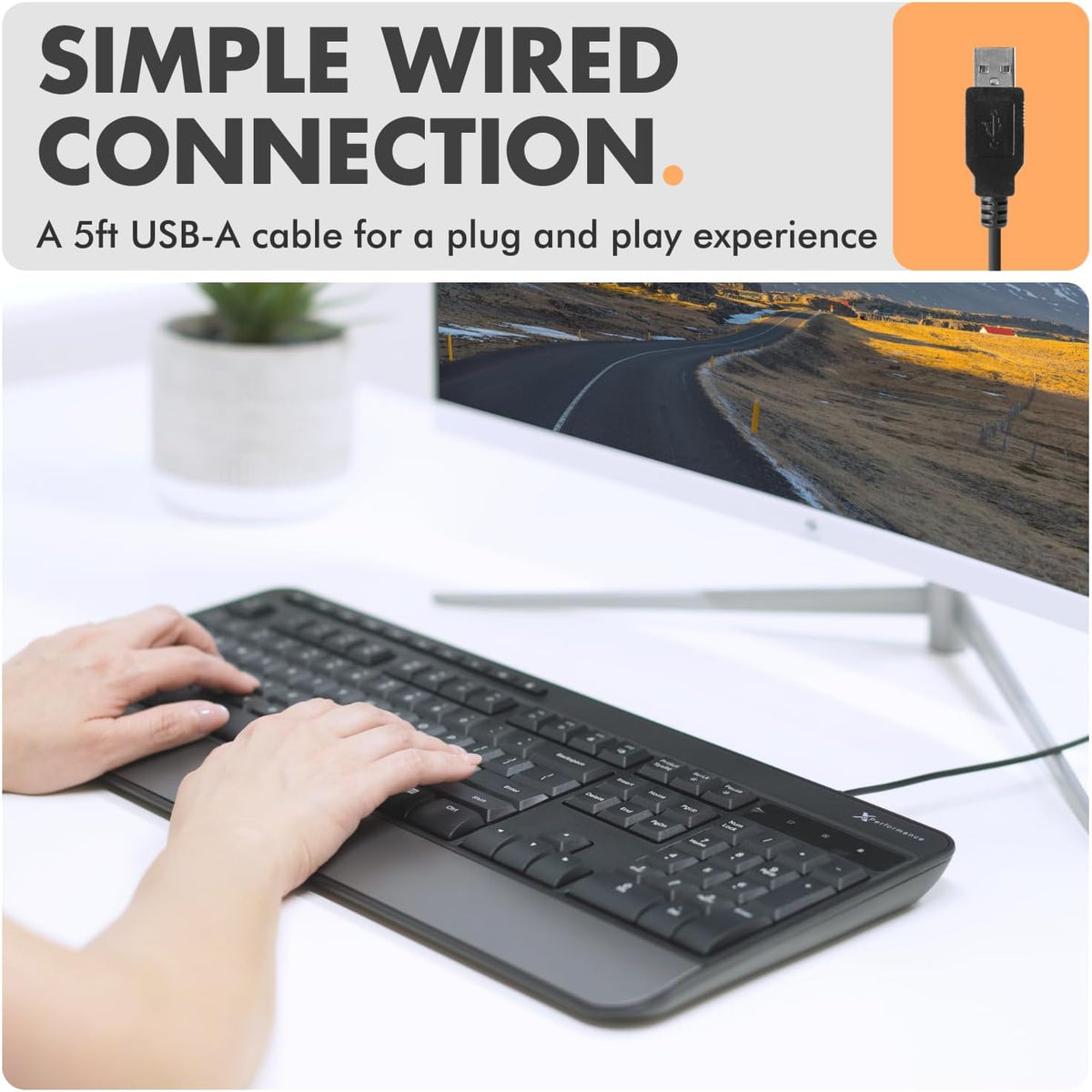 Teclado con cable X9, escritura cómoda, teclado USB ergonómico de t...