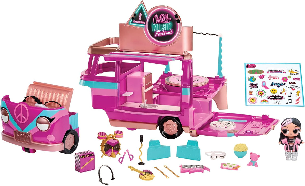LOL Surprise Music Festival Tour Bus - Juego 5 en 1, muñeca exclusiva incluida, gran regalo para niños a partir de 4 años