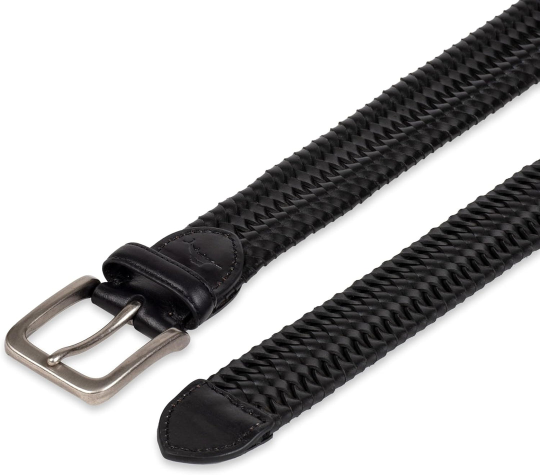 Tommy Bahama Cinturón de cuero trenzado para hombre, diseño elástic...