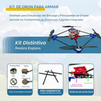 Kit de dron DIY con motor sin escobillas y cámara dual, proyecto de construcción STEM con flujo óptico flotante, giros de 360°, controles de un solo clic para que los principiantes aprendan ingeniería