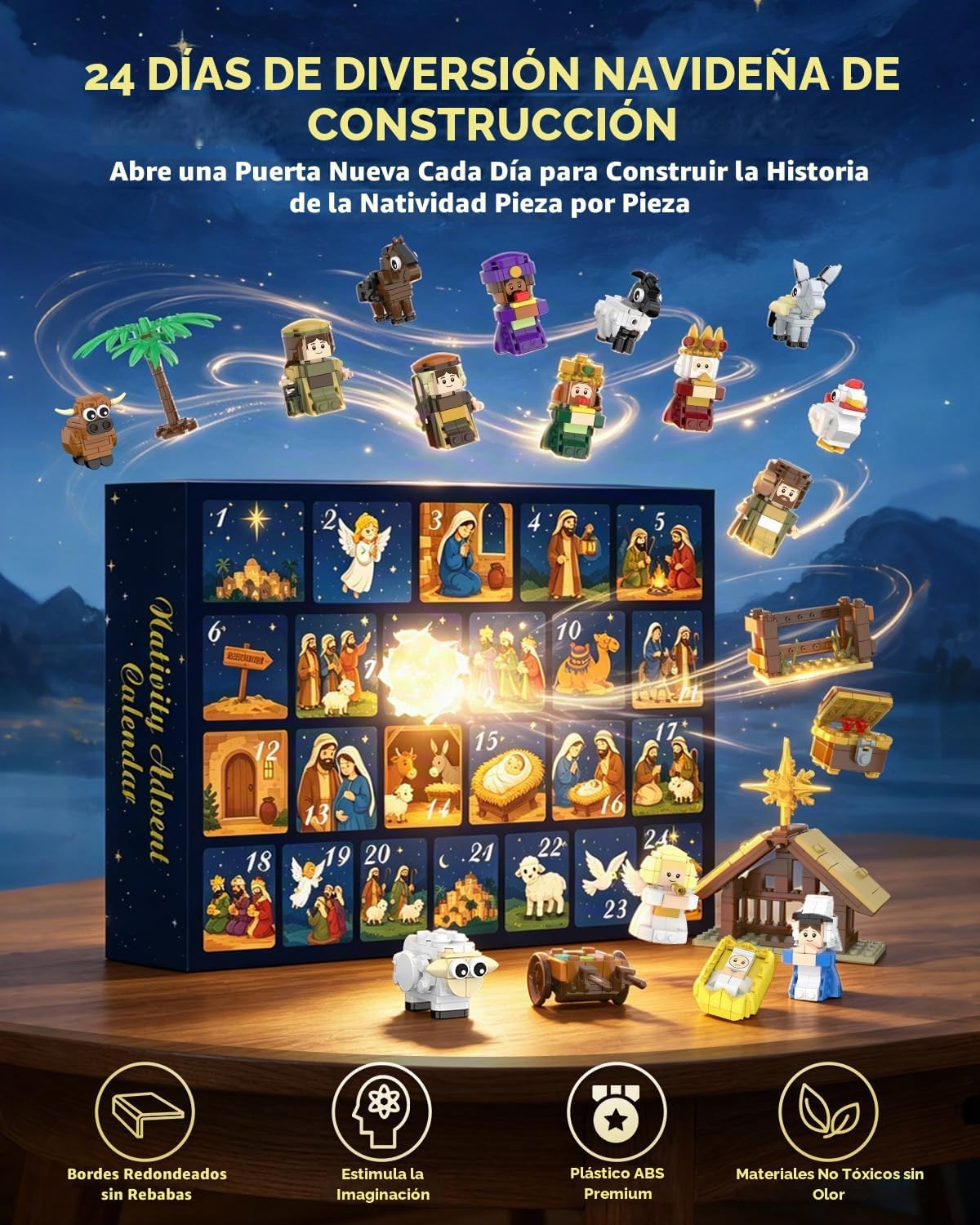 Calendario de Adviento 2026, bloques de construcción de cuenta regresiva de