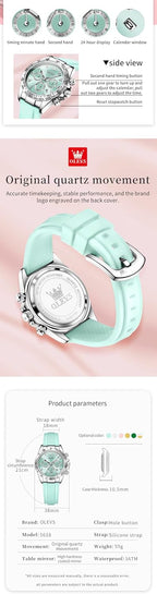 OLEVS Relojes de diamante de lujo pequeños para mujer - Pulsera de acero inoxidable, impermeables, analógicos, luminosos, con fecha, relojes de vestir de negocios para damas