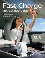 LISEN Cargador retráctil para automóvil [2 unidades, más largo de 6.6 pies y 3.3 pies] cargador de coche retráctil 4 en 1, bonitos accesorios de automóvil femeninos para mujeres y hombres, compatible
