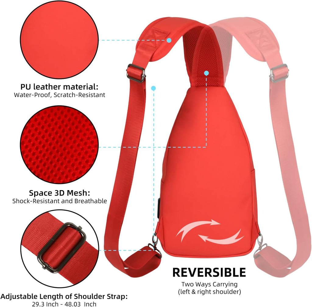 Bandolera cruzada con cable USB para senderismo, acampar y viajes al aire libre, para mujeres y hombres