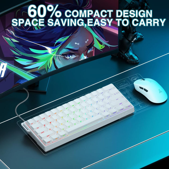 Aula WIN60 HE - 60% Teclado mecánico para juegos con cable, interru...