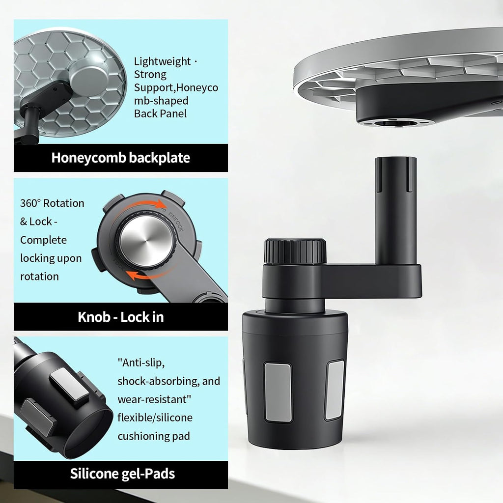 Bandeja y portavasos para automóvil, escritorio giratorio de 360° para computadora portátil, bandeja para volante, mesa de bandeja de comida para automóvil para comer, soporte automático para