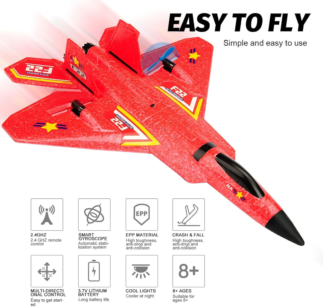 RoofWorld Avión RC, avión RC F22 listo para volar, avión de control...