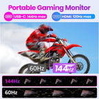 Upperizon Monitor portátil de 16 pulgadas 2K QHD 2560X1600 145% sRGB, 144Hz USB-C, 120Hz HDMI, monitor de viaje para laptop, MacBook, PC, Surface PS5 Xbox, pantalla externa con soporte y altavoz compatible con VESA