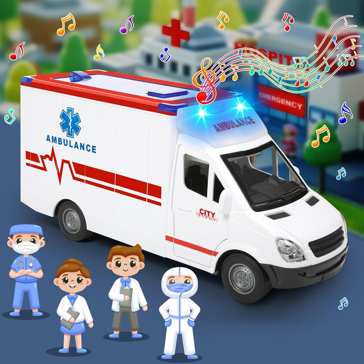 Ambulancia de juguete para niños de 3 a 5 años con 4 luces