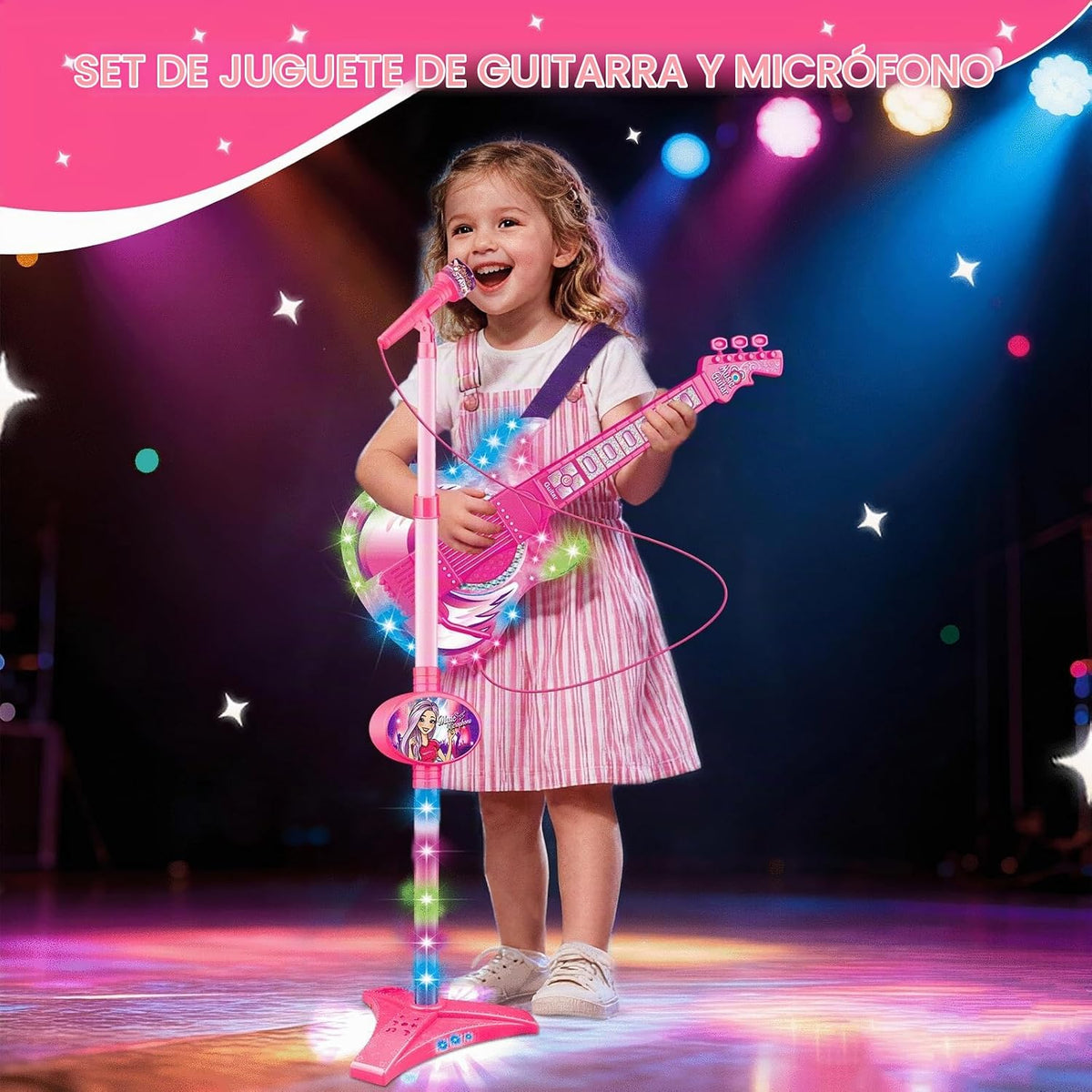 Juego de guitarra eléctrica y micrófono para niños, juguete musical, regalo