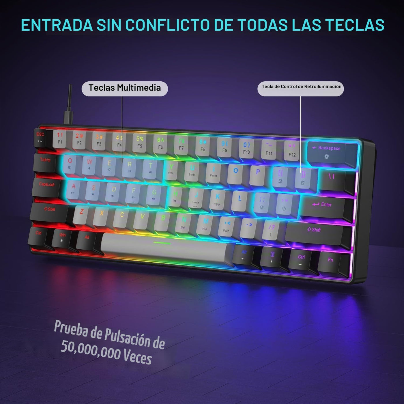 BlueFinger Combo de teclado y mouse mecánicos para juegos 60% \u201...