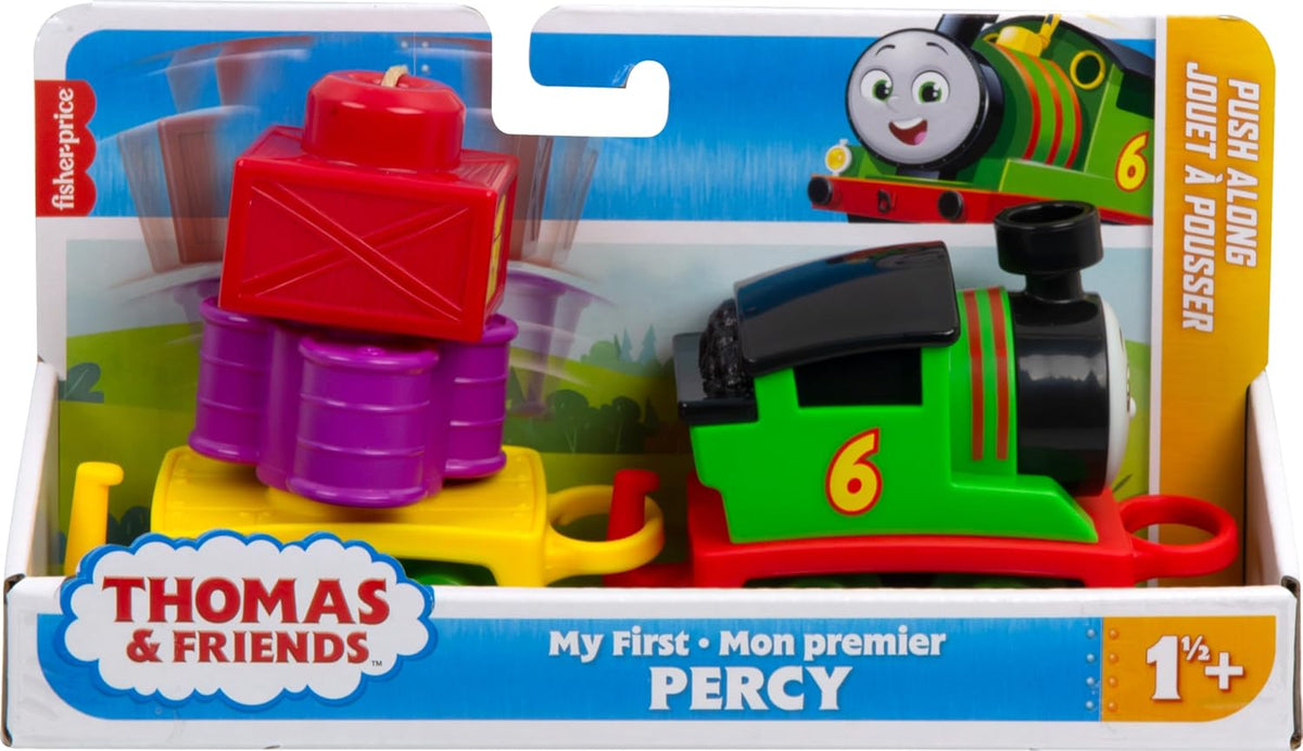 Thomas & Friends Juguete para niños pequeños My First Percy Tren de empuje con carga apilable para niños a partir de 18 meses