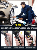 AZUNO Inflador de neumáticos digital con manómetro, 200 PSI, acceso...