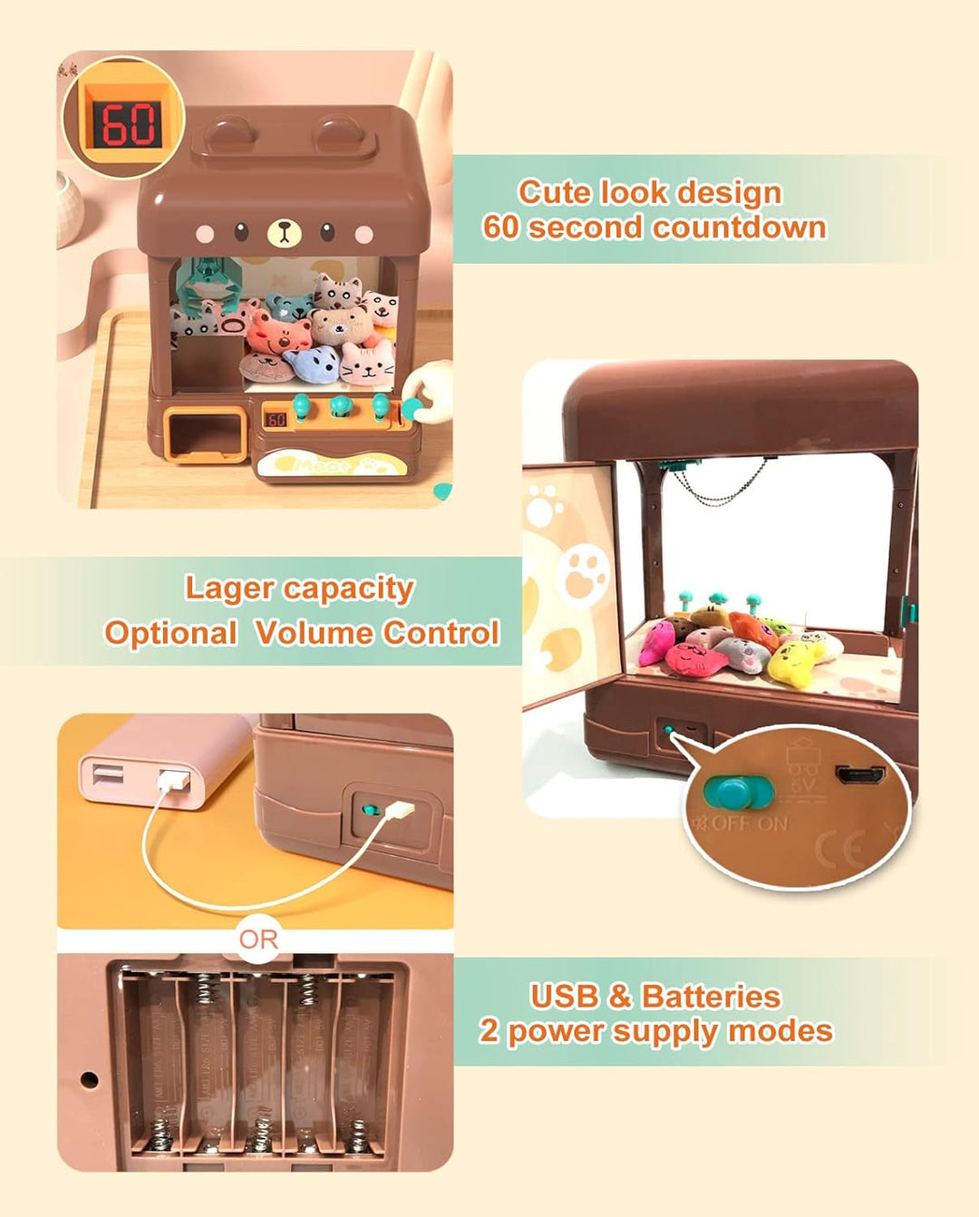 Cxjoigxi Gran máquina de pinzas para niños y adultos con premios, s...