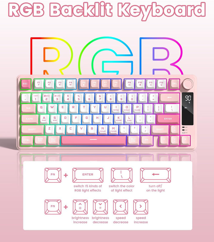 Womier DK75 75% Wireless Gaming Keyboard, RGB Backlit Creamy Keyboa...