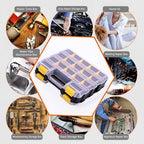 Caja organizadora de herramientas, caja de almacenamiento de piezas pequeñas, 34 compartimentos, organizadores de hardware de doble cara con divisores de plástico extraíbles para tornillos, tuercas