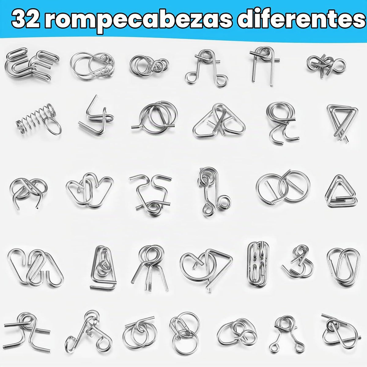 Lenwen - Rompecabezas de alambre de metal, 96 piezas, juegos para adultos