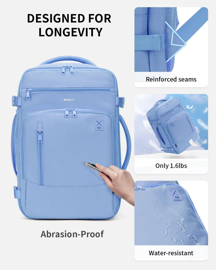 ECOHUB Mochila de Viaje Mochila de Equipaje de Mano, Azul claro, Mo...