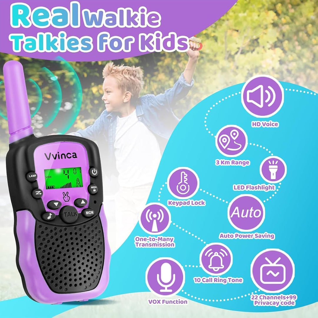 Vvinca - Walkie Talkies para niños, juego de walkie talkies recarga...