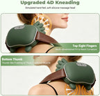 Masajeador de cuello con calor, masajeador de cuello y hombros Shiatsu 4D para alivio de tensión y relajación, masajeador eléctrico inalámbrico recargable USB-C de espalda, 3 velocidades