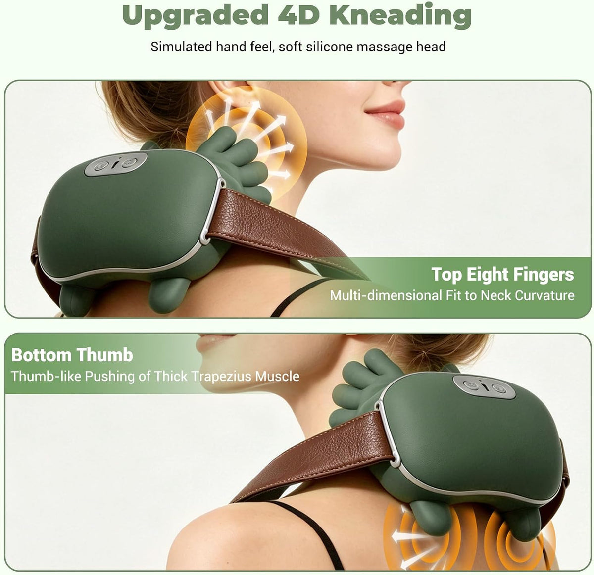 Masajeador de cuello con calor, masajeador de cuello y hombros Shiatsu 4D para alivio de tensión y relajación, masajeador eléctrico inalámbrico recargable USB-C de espalda, 3 velocidades