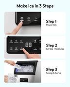 EUHOMY Máquina de hielo comercial, 120 libras/24 horas, máquina de hielo de acero inoxidable debajo del mostrador con filtro de agua, capacidad de almacenamiento de 33 libras, 45 cubos en 8-12 minutos