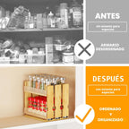 SpaceAid - Organizador de especias extraíble de bambú para gabinete, organizador de condimentos deslizante y resistente para cocina y despensa, organización vertical, 7.6 pulgadas de ancho, 3 cajones
