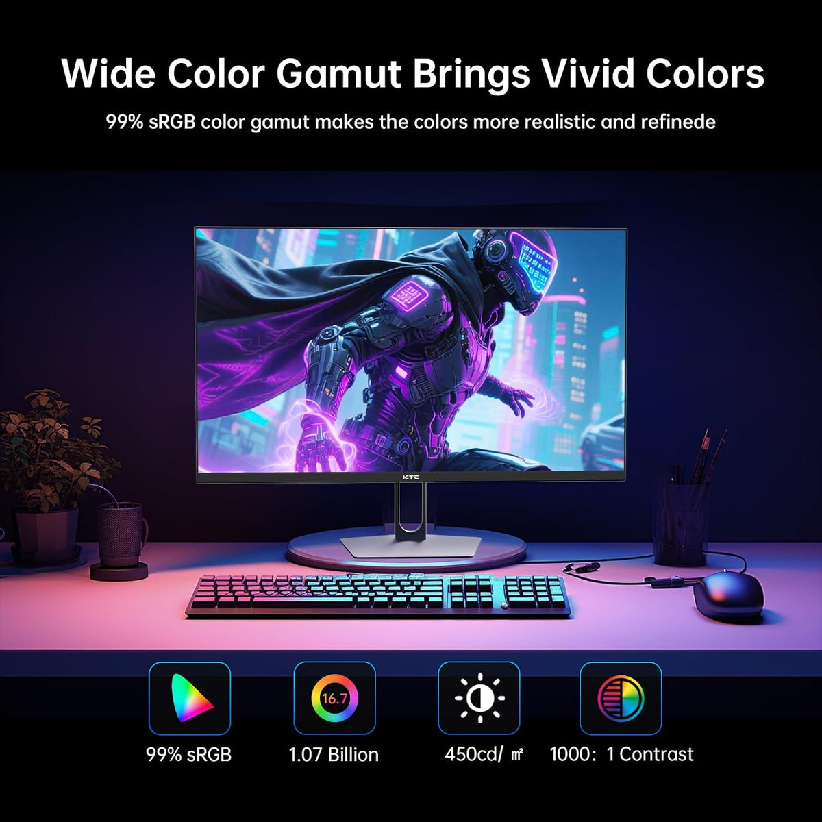 KTC Monitor para juegos QHD de 27 pulgadas 220Hz, IPS rápido 2K con