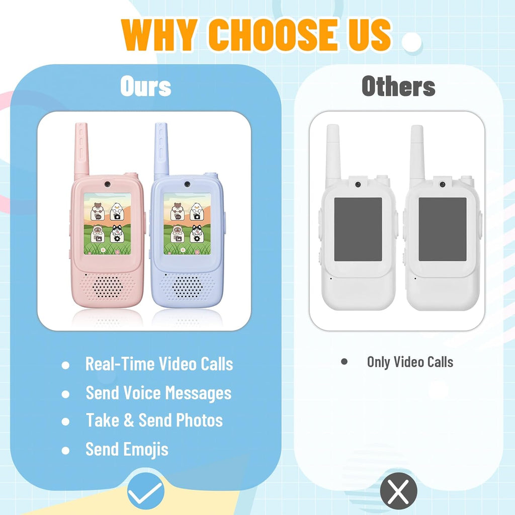 Walkie Talkies de video para niños paquete de 2