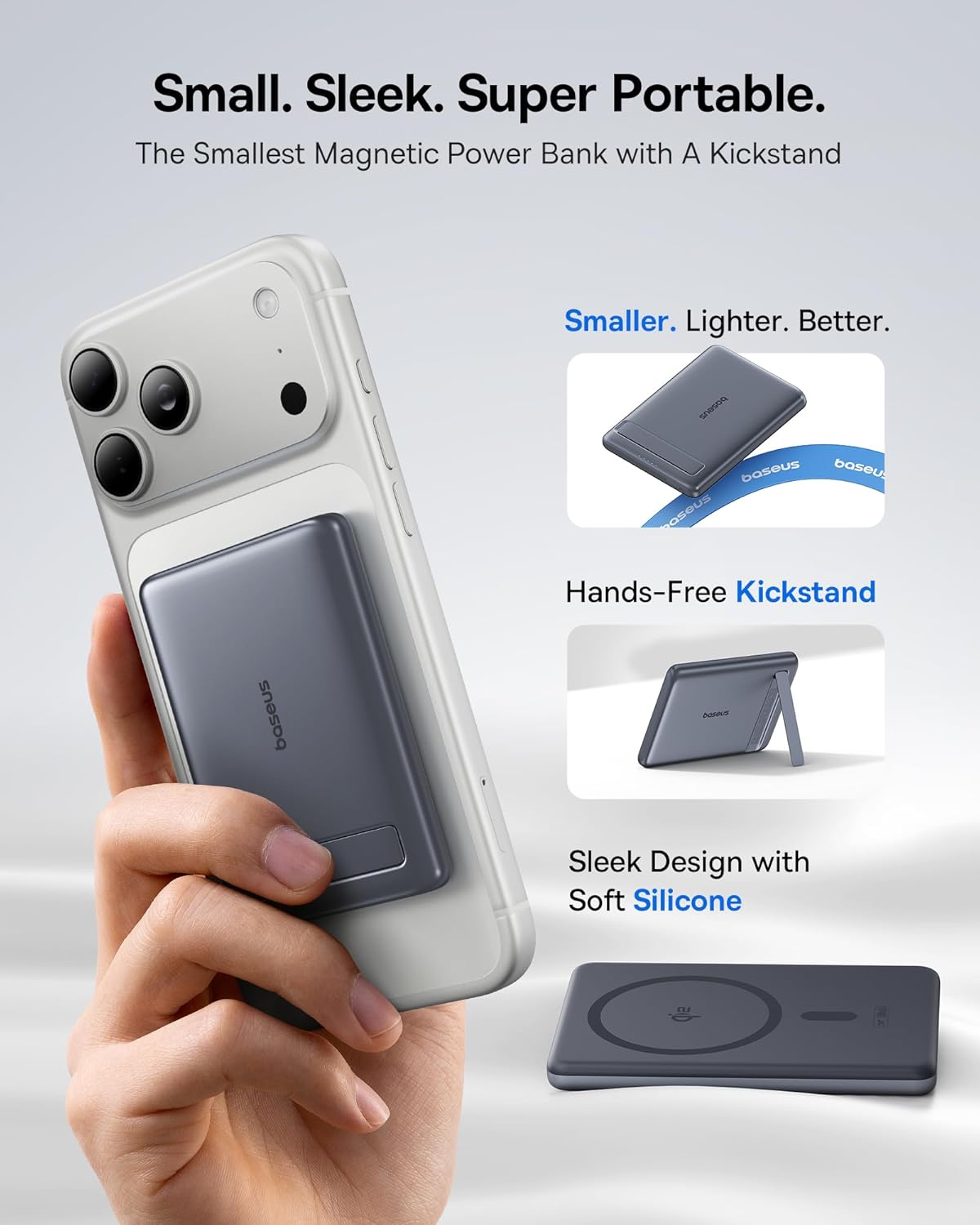 Baseus Picogo Power Bank, cargador portátil MagSafe de 15 W con cer...