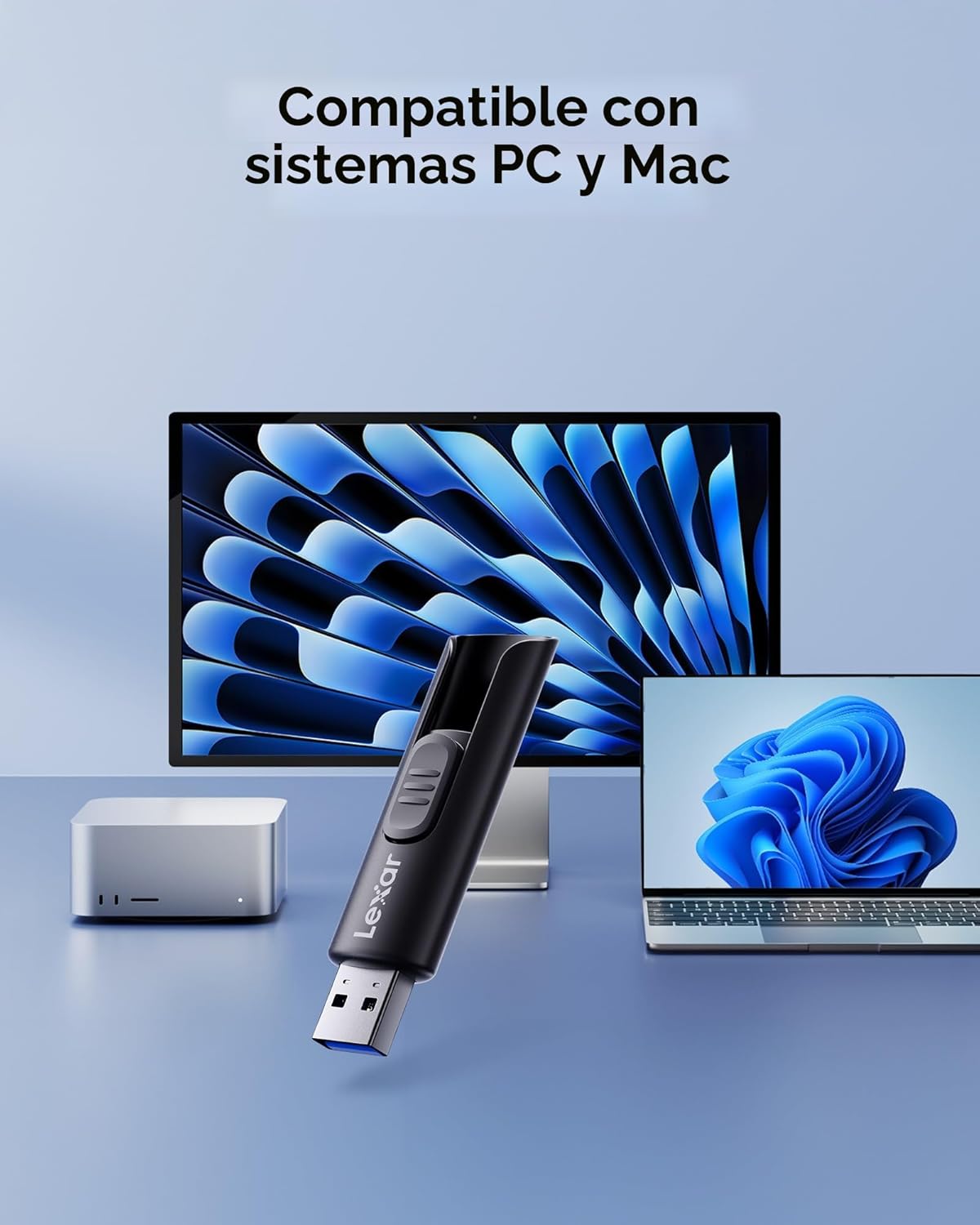 Lexar Paquete de 3 Memorias Flash A30E de 64GB USB 3.2 Gen 1, Unida...