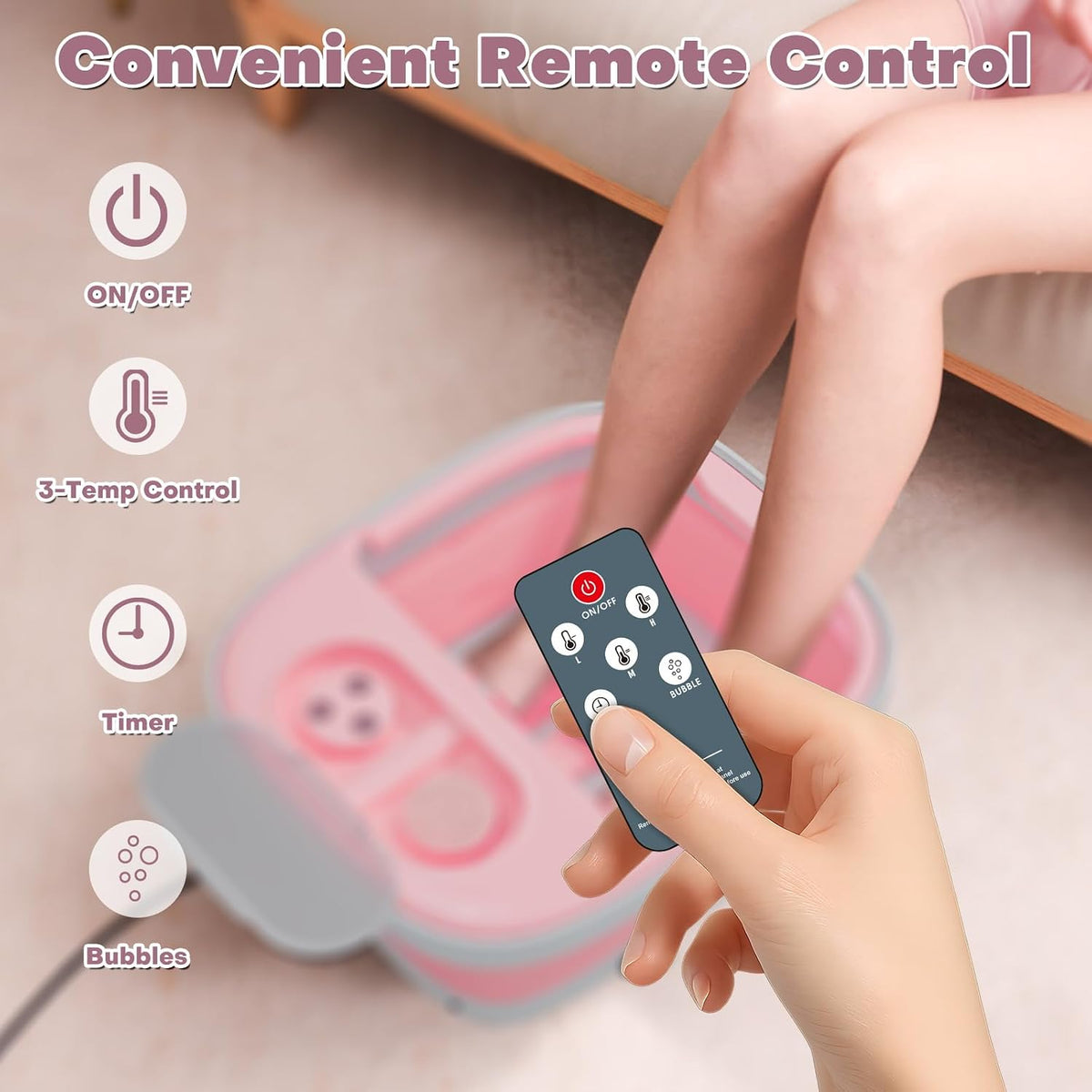 Aqvesane Masajeador de baño plegable para pies con calor, control r...